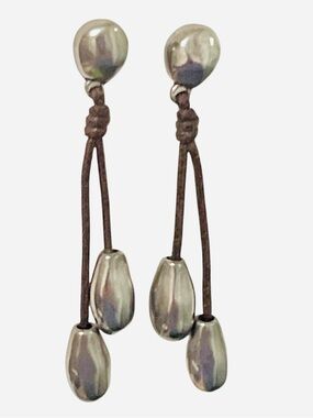 Uno de 50 Drop Leather Silver Earrings Unode50 Handmade Spain